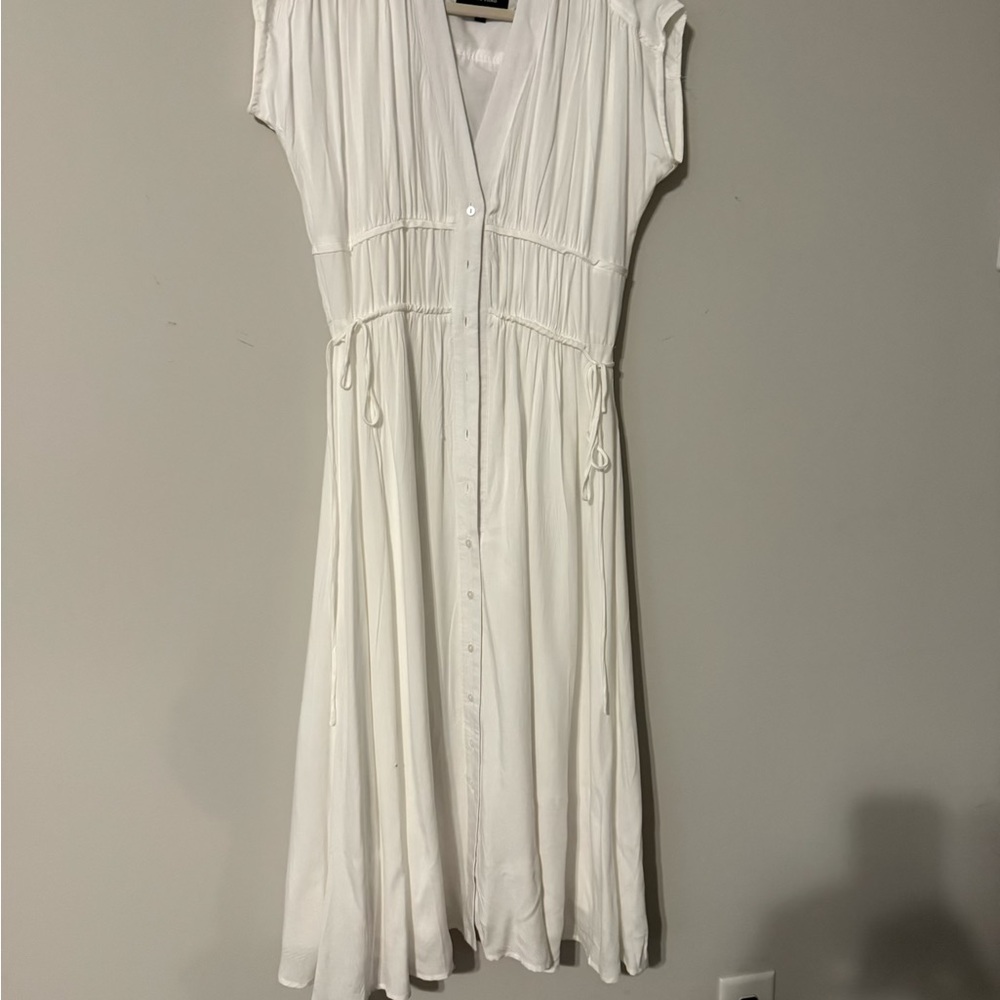 Leo & Viola White Button-Front Maxi Dress